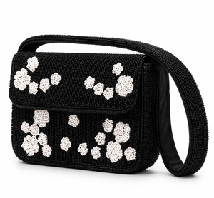 Luxury Handmade Black <b>White</b> Glass Beaded Shoulder <b>Bag</b> Designer Womens Boutique Handbag Wholesale OEM ODM - Product Image 3