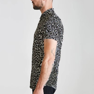 เสื้อเชิ้ตลายเสือดาวสำหรับฤดูร้อน แขนสั้น สไตล์ลำลอง ทรงหลวม ปกเสื้อแบบปกเชิ้ต แฟชั่นเสื้อฮาวายสำหรับผู้ชาย - Product Image 6