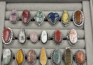Premium 925 Sterling Silver Assorted Natural Stone <b>Rings</b> Wholesale Mixed Gemstone <b>Adjustable</b> <b>Ring</b> Collection - Product Image 2