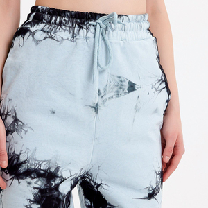 Pantalon de jogging tie-dye pour homme, taille élastique avec cordon de serrage, bas de jambe côtelé, décontracté, léger, en coton et élasthanne, pour l'été - Product Image 5