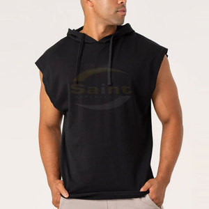 Chaleco sin Mangas con Capucha para Hombre, 100% Algodón, Forro Polar, Secado Rápido, Transpirable, Ecológico, Ropa Deportiva de Primavera, Color y Logotipo Personalizables OEM - Product Image 4