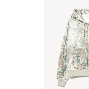 Sweat à capuche zippé pour homme, coupe boxy personnalisée, hiver, oversize, avec double fermeture éclair, 100% coton camouflage, streetwear - Product Image 3