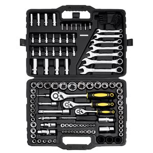 Set di Utensili Meccanici da 121 Pezzi, Chiavi a Bussola e Inserti SAE/Metrici da 1/4, 3/8, 1/2 Pollici con Impugnatura a Cricchetto - Product Image 1