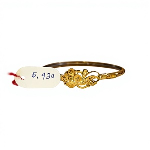 22K Solid Yellow Gold Floral <b>Bangle</b> Traditional Indian Handmade Bridal Jewelry 5.43g Real Gold Women's Wedding <b>Bracelet</b> - Product Image 1