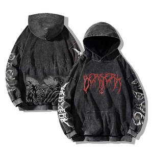 Sudadera con Capucha Oversize para Hombre, Estilo Único, Última Llegada, Otoño, Poliéster/Algodón, Felpa, Color Negro, Lavado Ácido, Casual, Bordada - Product Image 1