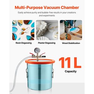 Pompa per vuoto monostadio da 3 galloni 3.5 CFM con kit camera di degassificazione in acciaio inossidabile e coperchio in vetro temperato per recipienti a pressione - Product Image 5