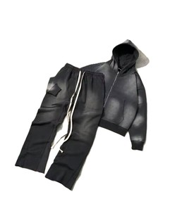 Conjunto Deportivo Unisex de Algodón con Tinte Degradado, Sudadera con Capucha y Cremallera, Manga Larga, Corte Holgado, Color Degradado, Ropa Casual de Otoño para Adultos - Product Image 5