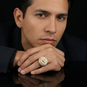 Luxury Men Hip Hop Silver Moissanite Roulette Rotating Letters <b>Ring</b> Vvs1 Iced Out Championship Prong Setting in Wholesale - Product Image 1