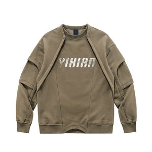 เสื้อสเวตเชิ้ตผู้ชายทรงโอเวอร์ไซส์ ไหล่ตก สีพื้น คอกลม สำหรับฤดูหนาว ผ่านเทคนิคการซักแบบวอช พร้อมงานสกรีนคุณภาพสูง - Product Image 2