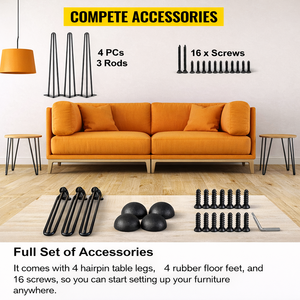 Pieds de meubles en métal de 19 pouces, capacité de charge de 500 lb, pieds de table à café ou à dîner, couleur noire, pièces de meubles DIY, 4 pièces EDPTBL010 - Product Image 5