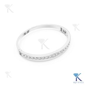 3.50 mm Classic Lab Grown Diamond Channel Bracelet Hinge <b>Bangle</b> <b>Solid</b> <b>Gold</b> 14K 18K Elegant Minimalist Unisex Gift Fine Jewellery - Product Image 6