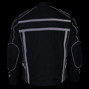 Chaqueta de Motocicleta SAMROZ SPORTS Unisex de Cuero Negro Acolchado con Textil de 220g para Todas las Temporadas, con Estampado por Transferencia de Calor y Manga Larga - Product Image 2
