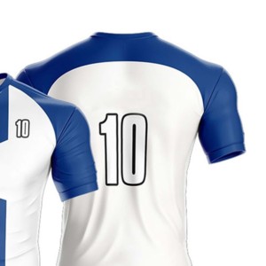 ชุดเสื้อฟุตบอลสีน้ำเงินขาวแบบยูนิเซ็กซ์ หมายเลข 10 พิมพ์ลายแบบซับลิเมชั่น คอวี แขนสั้น ระบายเหงื่อได้ดี ยืดได้สี่ทิศทาง - Product Image 2