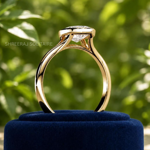Bague de fiançailles en diamant de laboratoire taille marquise certifié IGI, sertie clos, à double sangle, en or massif 10K 14K 18K, directement de l'usine - Product Image 3