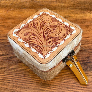 Nueva caja de exhibición de joyería de cuero de vaca Mini organizador caja de almacenamiento de joyería de lujo portátil caja de joyería de viaje de cuero al por mayor - Product Image 2