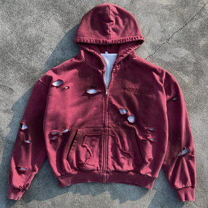 Men's Reflective Printing Rhinestone Embroidered Hoodie <b>Towel</b> Embroidery Pattern Print Sweatshirt - Product Image 1