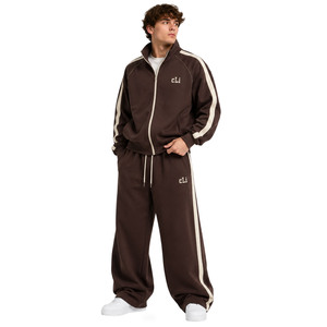 Vêtements de sport haut de gamme pour hommes : Veste zippée oversize, sweats à capuche à rayures personnalisées, ensembles en coton épais, joggers à jambe large, style vintage - Product Image 1