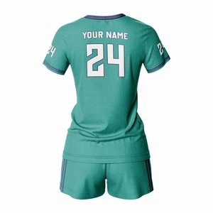 Conjunto de Uniforme de Voleibol para Mujer, Verde 24, Sublimado, Cuello en V, Manga Corta, Absorbe la Humedad, Estilo Ajustado, para Todas las Temporadas - Product Image 2