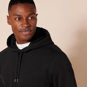 Sudadera con Capucha Negra para Hombre, Corte Regular, Felpa, Color Sólido, Informal, para Otoño, con Bolsillos, Diseño de Punto, Algodón - Product Image 6