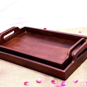 Bandeja Rectangular de Madera para Servir con Asas, Bandeja de Madera Maciza para Comida, Café, Té, Desayuno, Decoración del Hogar - Product Image 4