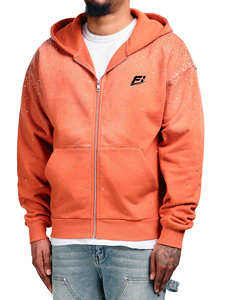 Custom Rhinestone <b>Zip</b> Hoodies Unisex Heavy Cotton Hooded Sweatshirts Y2K Winter Street Fashion Casual <b>Jacket</b> USA Bulk Supply OEM - Product Image 4