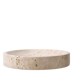 Natural Beige Travertine Marble Jewelry Tray Round <b>Mini</b> Decorative Stone Plate Candle Holder Luxury Cosmetic Display Organizer - Product Image 3