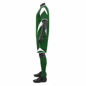 Ensemble de maillot de football pour homme, vert et blanc, imprimé à carreaux, manches courtes, polyester respirant, col rond, athlétique, UPF 50+, taille plus - Product Image 3