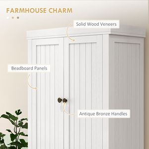 Armadio da Cucina Bianco Anticato da 72 Pollici con 4 Ante, 2 Ripiani Regolabili e Cassetto - Product Image 4