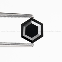 Diamant naturel fantaisie noir opaque de 6,00 x 6,00 mm, taille hexagonale, pour la création de bijoux tels que des bagues, des bracelets, des colliers, des boucles d'oreilles