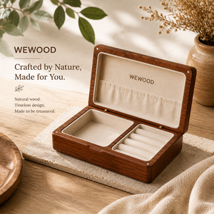 Boîte à bijoux en bois massif sur mesure avec doublure en velours doux - Product Image 1