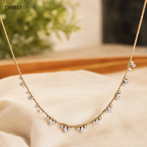 Collar de Diamantes en Forma de Lágrima, Oro Amarillo Vermeil de 14K, Joyería de Lujo para Boda, Collar Elegante con Moissanita Redonda - Product Image 1