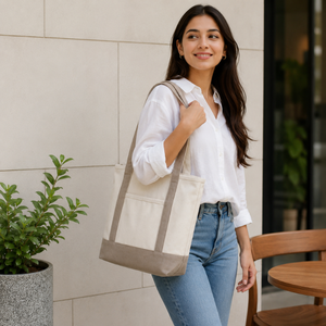 Bolsa de Mano de Algodón Orgánico |   Bolsa de Compras Reutilizable Ecológica, Bolsa de Malla Moderna para el Mercado, Uso Diario y Comercio Minorista - Product Image 2