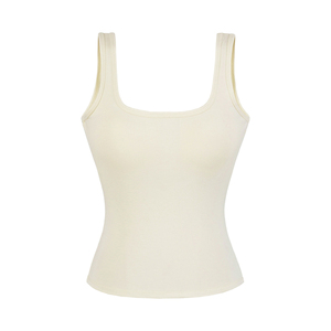 Camiseta sin mangas personalizada para mujer, con cuello cuadrado acanalado, ajustada, para gimnasio, entrenamiento, top corto deportivo informal - Product Image 4