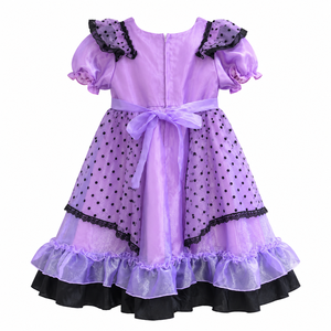 Vestido de Princesa Morado para Niñas con Tul, Estampado de Puntos y Capa de Organza |   Disfraz para Cumpleaños y Halloween - Product Image 2