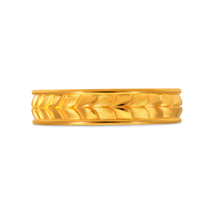 Modern Gold Plated Leaf Motif Wide Band <b>Ring</b> Elegant <b>Nature</b> <b>Inspired</b> Fashion Statement Jewelry Organic Textured Men's Gold <b>Ring</b> - Product Image 3