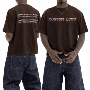 เสื้อยืดทรงครอปทรงบ็อกซี่สำหรับผู้ชาย |   เสื้อครอปโอเวอร์ไซส์ทรงหลวมไหล่ตก ผ้าฝ้าย 100% |   เสื้อผ้าสตรีทแวร์แบบเรียบง่าย |   ขายส่ง OEM - Product Image 5