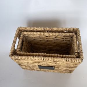 Nhat Minh MS243 Eco-Friendly Water Hyacinth Folding Rectangle Storage <b>Basket</b> for Home <b>Kitchen</b> Garden Use Bohemian Style 5-10kg - Product Image 4
