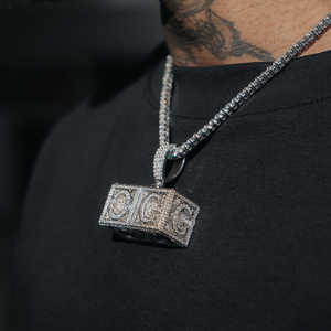 Custom OG Cube <b>Diamond</b> Pendant <b>Necklace</b> 925 <b>Silver</b> Hip Hop Tennis Chain 6.5mm - Product Image 5
