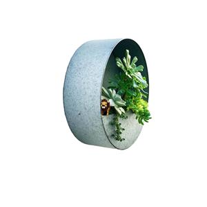 Lot de 3 jardinières murales rondes modernes en acier galvanisé, idéales pour plantes succulentes et herbes d'intérieur et d'extérieur, à prix économique – Vente Flash - Product Image 1