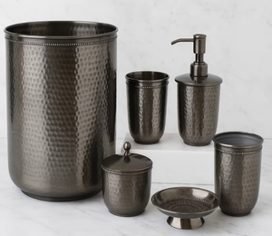 Ensemble de salle de bain sophistiqué en métal brun, orné d'une texture géométrique en nid d'abeille en relief, disponible au prix de gros - Product Image 2