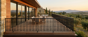Rampe de balcon minimaliste en fer forgé noir, résistante à la rouille et à l'eau, à montage sur terrasse, pour cour, entrepôt, parc, villa - Product Image 3
