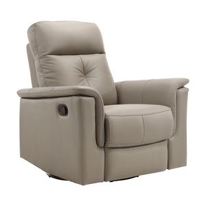 Poltrona Reclinabile Moderna in Pelle Latte con Movimento Girevole e Oscillante, Comoda per Soggiorno, 1 Pezzo - Product Image 3