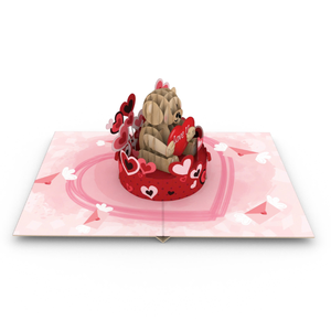Tarjeta de felicitación 3D con diseño de oso de peluche, temática romántica, hecha a mano, con sobre, tarjeta de San Valentín 3D para enamorados. - Product Image 1