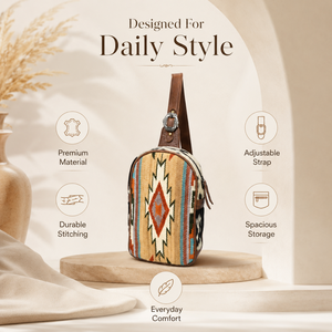 Southwestern Tribal Boho Sling <b>Backpack</b> for Women Western Crossbody Shoulder <b>Bag</b> Handmade Leather Travel Casual Everyday Fashion - Product Image 5