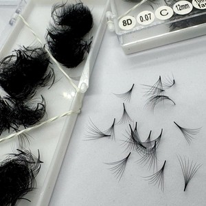 Extensiones de Pestañas de Pelo Sintético 3D-8D Naturales, Hechas a Mano por Proveedores, Volumen Premium, Curvatura CC/DD/LD/M, Negro Mate, Logotipo Personalizado - Product Image 2