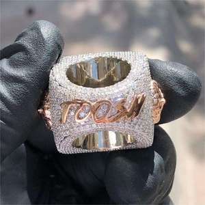 Anillo de Compromiso de Oro Sólido de 18K con Baño de Rodio de Lujo, Diseño de Letra con Incrustaciones de Cristal, Perla de Agua Dulce, Piedra Natural, Estilo Hip Hop, IGI - Product Image 3