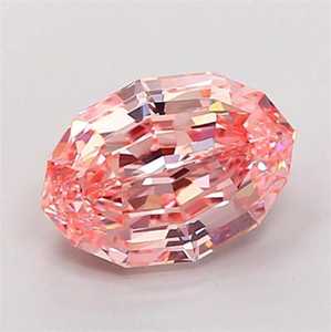 Diamante CVD suelto de corte ovalado escalonado de 1 a 5 quilates, rosa intenso de fantasía, cultivado en laboratorio, con pulido artesanal certificado por IGI para la fabricación de joyas. - Product Image 1