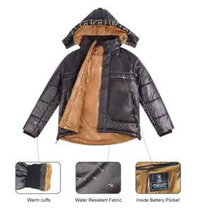 하이 퀄리티 USB 스마트 난방 재킷 코트 남성 면 패딩 퍼프 7.4v 겨울 자켓 캐주얼 짠 100% 폴리에스터