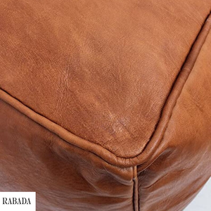 Leather Square Pouf Footstool Upholstered in Brown Faux Leather for the Living Room Bedroom and Kids Room - Product Image 4