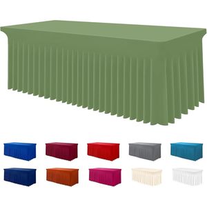 Smiry 6FT Rectangle Waterproof Washable Tablecloth Elastic Spandex Stretch Fitted <b>Cover</b> Skirt for <b>Tables</b> - Product Image 2